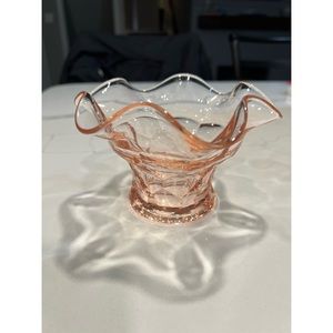 Vintage Pink Depression Glass Ruffle Top Dish